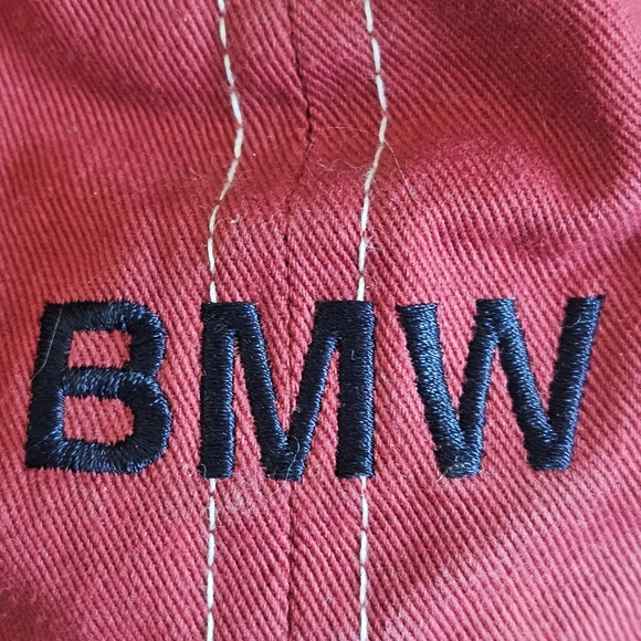 BMW Lifestyle Red Baseball Cap Hat Top Stitched Vintage Made in USA - Picture 7 of 7